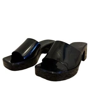 Mix No. 6 Jelina Jelly Y2K Chunky Black Sandal Slides‎ Sz 6 Vacation Beach Water